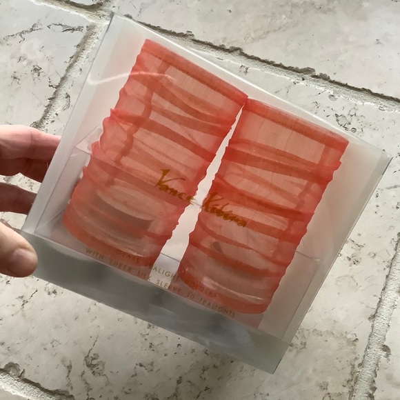 Glass Wrapped in Orange Red Silk Candle Votive - Picture 4 of 5